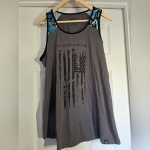 Muddy Girl Serenity Camo American Flag Shirt Tank Top Turquoise XXL Patriotic